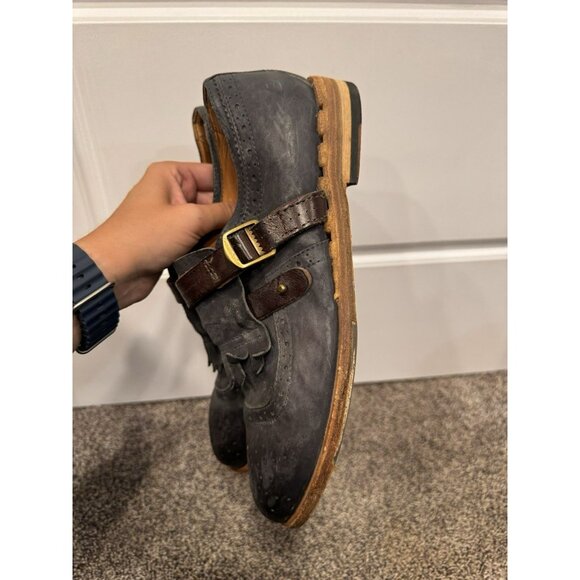 AS 98 Mens Blue Leather Shoes Buckle Fringe Size 42 (8.5/9)EUC - Picture 3 of 5